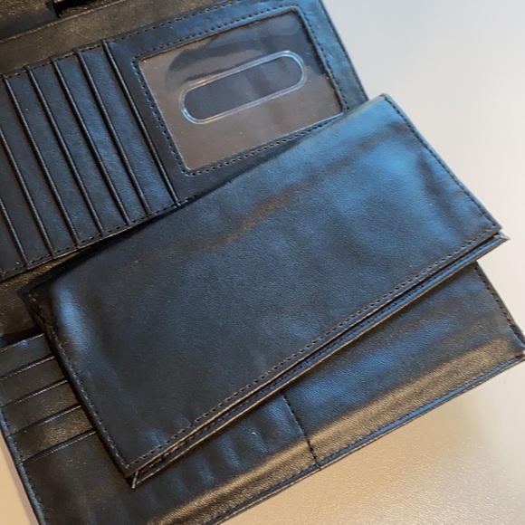 Western Cowgirl Wallet Billfold Leather Cross Turquoise Black Credit Card Holder - Picture 4 of 7